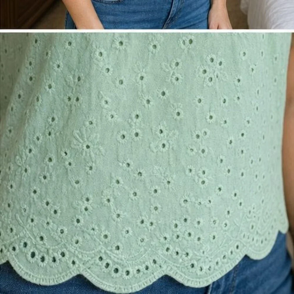 Navy Lace Trim Top